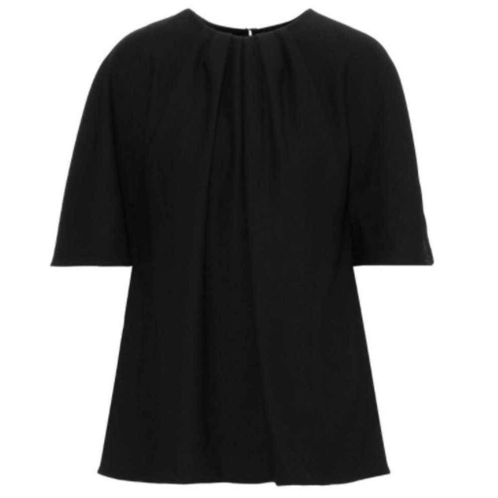 Carolina Herrera Gathered Crepe Black Blouse (16)